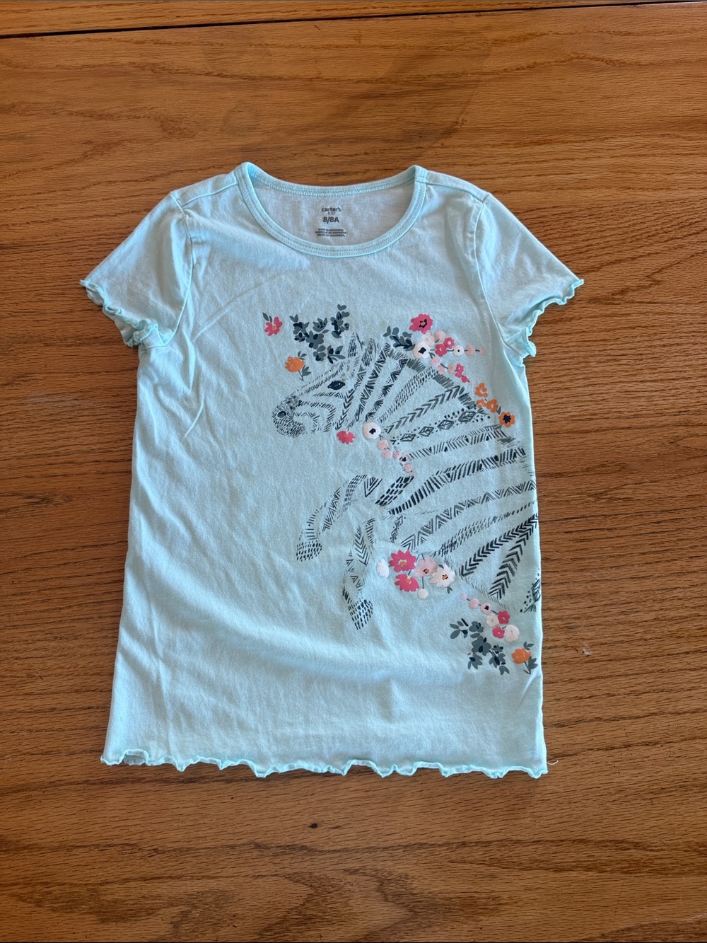 Carter's Light Blue Zebra Floral Short Sleeve Tee